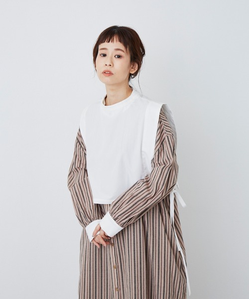 Libra Cue（リブラ キュー）の「ストライプクレリックワンピース（ワンピース・レディース・ベージュ/ブルー・FREE）」の16枚目の写真