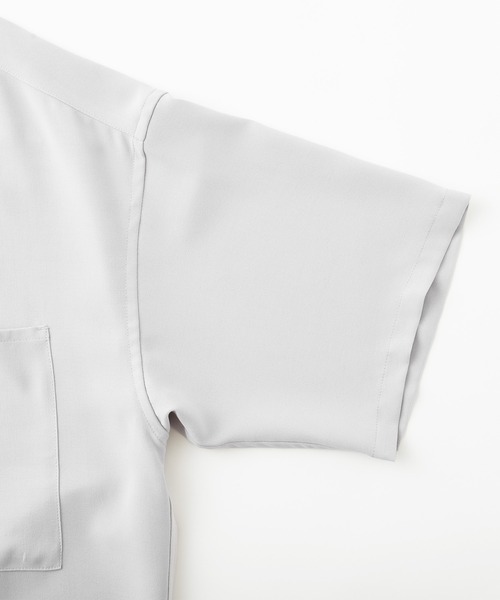 Mark Gonzales（マーク・ゴンザレス）の「Mark Gonzales/マークゴンザレス MONO-MART別注 ブライトポプリン オーバーサイズ クレリック 1/2 sleeve バンドカラーシャツ（シャツ/ブラウス・メンズ・ライトグレー/ブラック/ブラック系その他/グレー系その他/ベージュ系その他/ライラック/グレイッシュベージュ/グレイッシュブルー・M/L）」の14枚目の写真