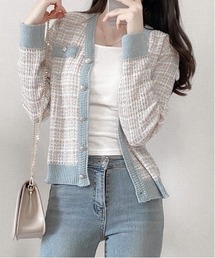 SONYUNARA ミックスツイード配色カーディガン