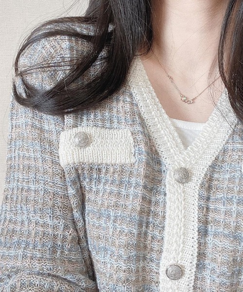 SONA（ソナ）の「SONYUNARA ミックスツイード配色カーディガン（カーディガン/ボレロ・レディース・ライトブルー/アイボリー・FREE）」の12枚目の写真