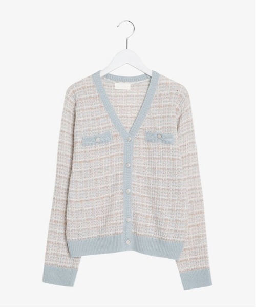 SONA（ソナ）の「SONYUNARA ミックスツイード配色カーディガン（カーディガン/ボレロ・レディース・ライトブルー/アイボリー・FREE）」の7枚目の写真