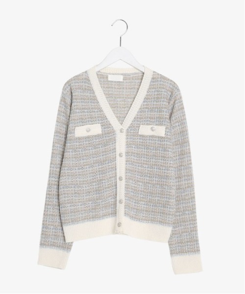 SONA（ソナ）の「SONYUNARA ミックスツイード配色カーディガン（カーディガン/ボレロ・レディース・ライトブルー/アイボリー・FREE）」の10枚目の写真