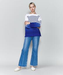 6 | ＜6(ROKU)＞RASCHEL BORDER PULLOVER DIP DYE/カットソー(Tシャツ/カットソー)