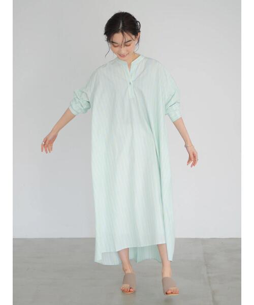 AMERICAN HOLIC（アメリカンホリック）の「バックボタンスキッパーシャツワンピース（シャツワンピース・レディース・オフホワイト/ブルー系その他6/ブルー系その他7・FREE）」の6枚目の写真