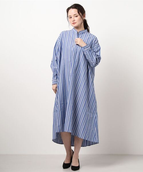 AMERICAN HOLIC（アメリカンホリック）の「バックボタンスキッパーシャツワンピース（シャツワンピース・レディース・オフホワイト/ブルー系その他6/ブルー系その他7・FREE）」の22枚目の写真