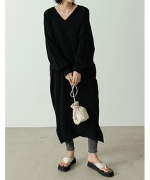 Re:EDIT | リネンブレンドVネックワンピース(ワンピース)