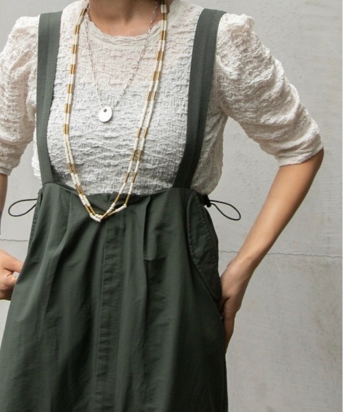 Kastane（カスタネ）の「リメイク風ミリタリージャンスカ（ジャンパースカート・レディース・ダークグリーン/ブラック・FREE）」の7枚目の写真