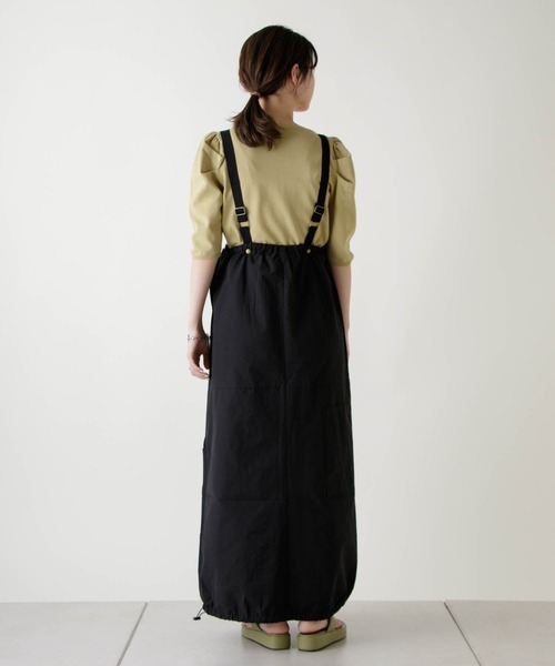 Kastane（カスタネ）の「リメイク風ミリタリージャンスカ（ジャンパースカート・レディース・ダークグリーン/ブラック・FREE）」の12枚目の写真