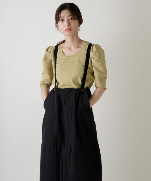 Kastane（カスタネ）の「リメイク風ミリタリージャンスカ（ジャンパースカート・レディース・ダークグリーン/ブラック・FREE）」の19枚目の写真