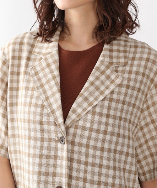 LOWRYS FARM（ローリーズファーム）の「バスケットチェックジャケットＳＳ　925750（テーラードジャケット・レディース・ブラウン/グリーン・FREE）」の9枚目の写真