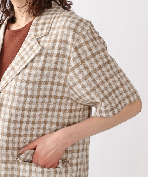 LOWRYS FARM（ローリーズファーム）の「バスケットチェックジャケットＳＳ　925750（テーラードジャケット・レディース・ブラウン/グリーン・FREE）」の6枚目の写真