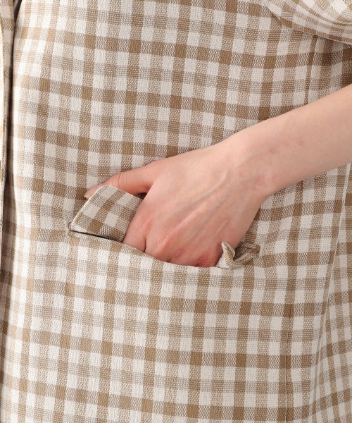 LOWRYS FARM（ローリーズファーム）の「バスケットチェックジャケットＳＳ　925750（テーラードジャケット・レディース・ブラウン/グリーン・FREE）」の4枚目の写真