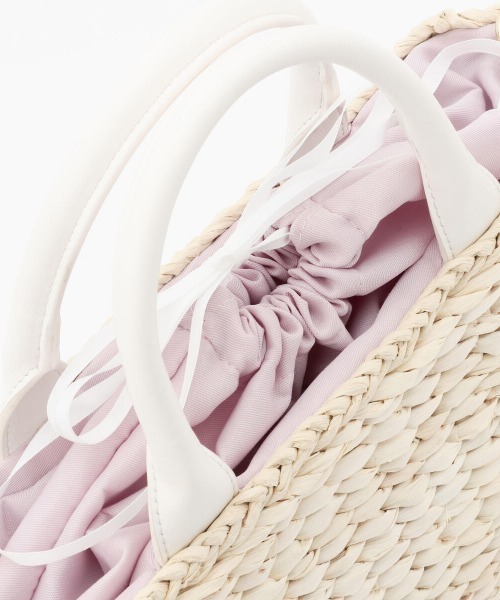 MISCH MASCH（ミッシュマッシュ）の「フルールトートかごバッグ（かごバッグ・レディース・ライトブルー/ホワイト/ピンク・FREE）」の12枚目の写真