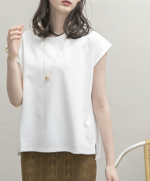 UR Lab.（アーバンリサーチラボ）の「ICESUMMER フレンチスリーブTシャツ（Tシャツ/カットソー・レディース・ライトブルー/オレンジ/カーキ/ブラック/ライトベージュ/オフホワイト/ダークブラウン・FREE）」の2枚目の写真