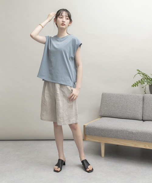 UR Lab.（アーバンリサーチラボ）の「ICESUMMER フレンチスリーブTシャツ（Tシャツ/カットソー・レディース・ライトブルー/オレンジ/カーキ/ブラック/ライトベージュ/オフホワイト/ダークブラウン・FREE）」の8枚目の写真