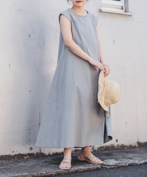 natural couture(ナチュラルクチュール)の「綿麻フリンジテントラインワンピース(ワンピース・レディース・ブラック/グレー/インディゴブルー/オレンジ/ライトベージュ・MEDIUM/LARGE)」の16枚目の写真