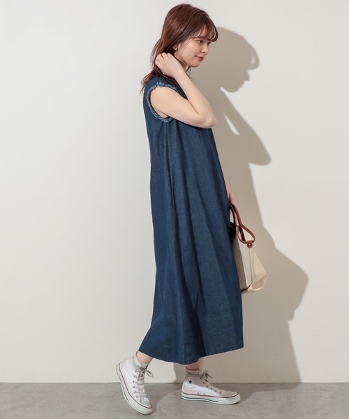 natural couture(ナチュラルクチュール)の「綿麻フリンジテントラインワンピース(ワンピース・レディース・ブラック/グレー/インディゴブルー/オレンジ/ライトベージュ・MEDIUM/LARGE)」の18枚目の写真