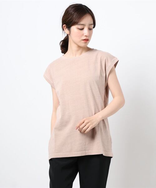 Samansa Mos2（サマンサ モスモス）の「ピグメント加工ノースリーブ（Tシャツ/カットソー・レディース・キナリ/ベージュ/オフホワイト/チャコール・ﾌﾘ-）」の4枚目の写真