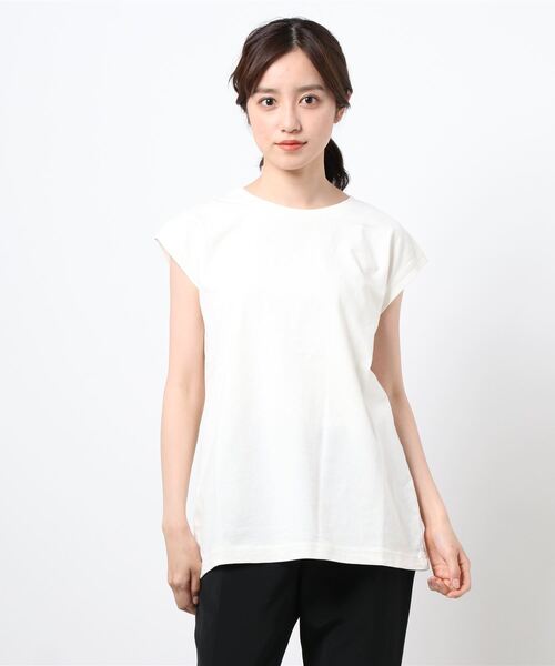 Samansa Mos2（サマンサ モスモス）の「ピグメント加工ノースリーブ（Tシャツ/カットソー・レディース・キナリ/ベージュ/オフホワイト/チャコール・ﾌﾘ-）」の3枚目の写真