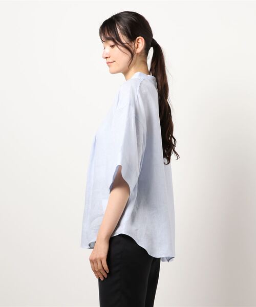 HELIOPOLE（エリオポール）の「80リネンBARBARAスタンドカラーブラウス（シャツ/ブラウス・レディース・スカイブルー/ホワイト/カーキ/ライトイエロー・38）」の6枚目の写真