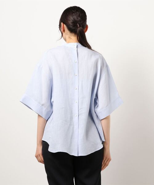 HELIOPOLE（エリオポール）の「80リネンBARBARAスタンドカラーブラウス（シャツ/ブラウス・レディース・スカイブルー/ホワイト/カーキ/ライトイエロー・38）」の5枚目の写真