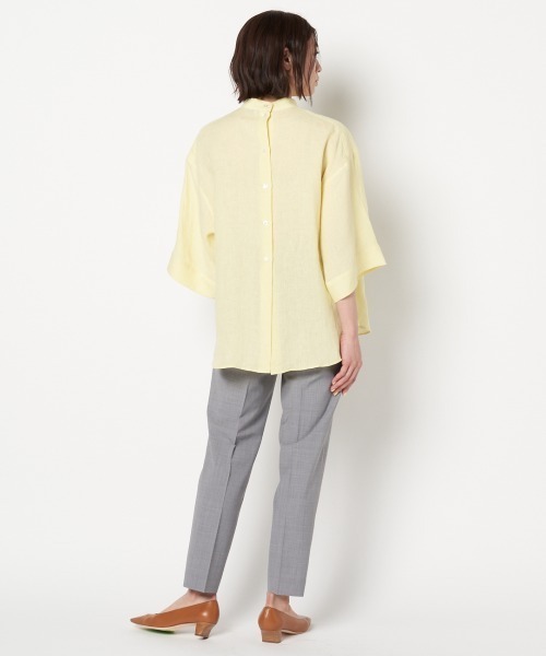 HELIOPOLE（エリオポール）の「80リネンBARBARAスタンドカラーブラウス（シャツ/ブラウス・レディース・スカイブルー/ホワイト/カーキ/ライトイエロー・38）」の12枚目の写真