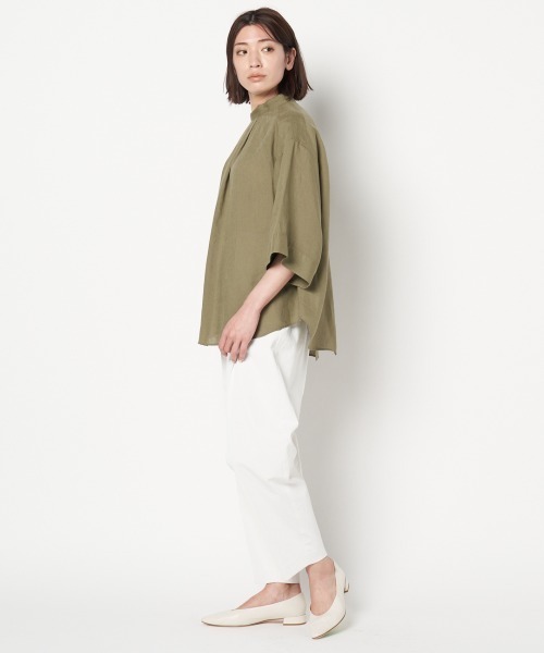 HELIOPOLE（エリオポール）の「80リネンBARBARAスタンドカラーブラウス（シャツ/ブラウス・レディース・スカイブルー/ホワイト/カーキ/ライトイエロー・38）」の9枚目の写真