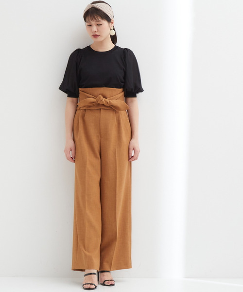 Tiara(ティアラ)の「麻調リボンベルトワイドパンツ(その他パンツ・レディース・スミクロ/グリーン/キャメル/グレイッシュベージュ・M/S)」の11枚目の写真