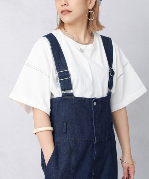 Bonjour Sagan(ボンジュールサガン)の「配色ステッチちびTEE【ZOZO限定アイテム】(Tシャツ/カットソー・レディース・ブラック/ダークオレンジ/ベージュ/グリーン/ダークグリーン/オフホワイト・FREE)」の1枚目の写真