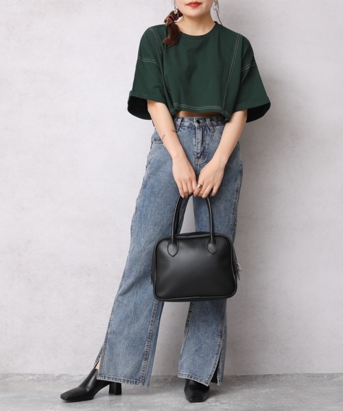 Bonjour Sagan(ボンジュールサガン)の「配色ステッチちびTEE【ZOZO限定アイテム】(Tシャツ/カットソー・レディース・ブラック/ダークオレンジ/ベージュ/グリーン/ダークグリーン/オフホワイト・FREE)」の22枚目の写真