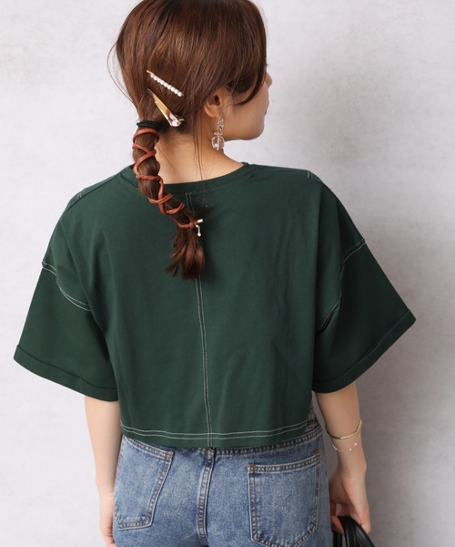 Bonjour Sagan(ボンジュールサガン)の「配色ステッチちびTEE【ZOZO限定アイテム】(Tシャツ/カットソー・レディース・ブラック/ダークオレンジ/ベージュ/グリーン/ダークグリーン/オフホワイト・FREE)」の21枚目の写真