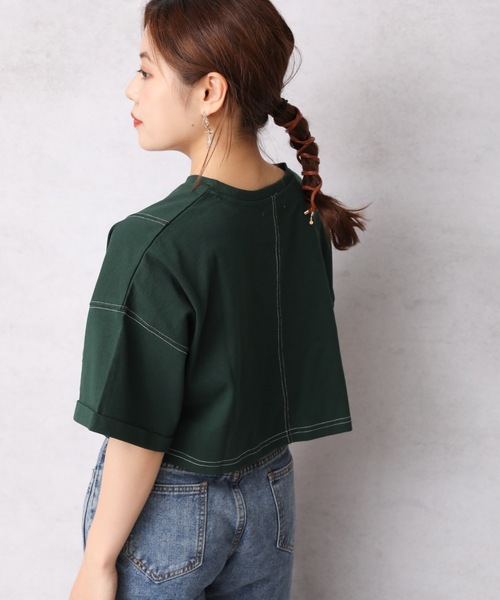 Bonjour Sagan(ボンジュールサガン)の「配色ステッチちびTEE【ZOZO限定アイテム】(Tシャツ/カットソー・レディース・ブラック/ダークオレンジ/ベージュ/グリーン/ダークグリーン/オフホワイト・FREE)」の19枚目の写真