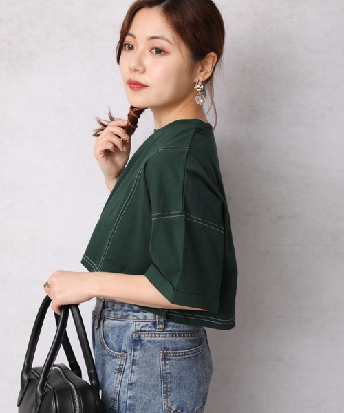 Bonjour Sagan(ボンジュールサガン)の「配色ステッチちびTEE【ZOZO限定アイテム】(Tシャツ/カットソー・レディース・ブラック/ダークオレンジ/ベージュ/グリーン/ダークグリーン/オフホワイト・FREE)」の17枚目の写真