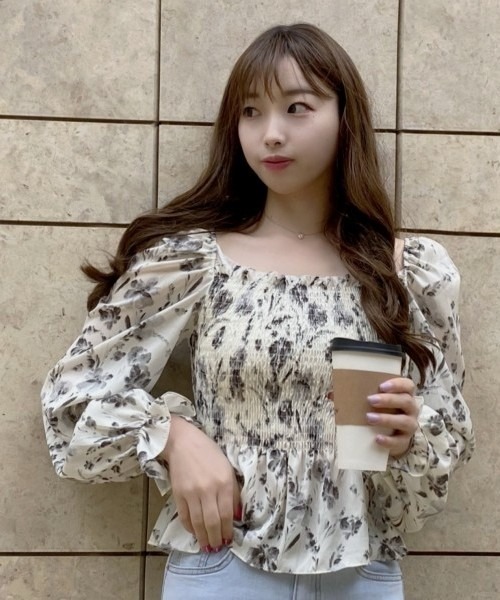 chuu(チュー)の「SONYUNARA 水墨柄シフォンブラウス(Tシャツ/カットソー・レディース・ダークグレー・FREE)」の10枚目の写真