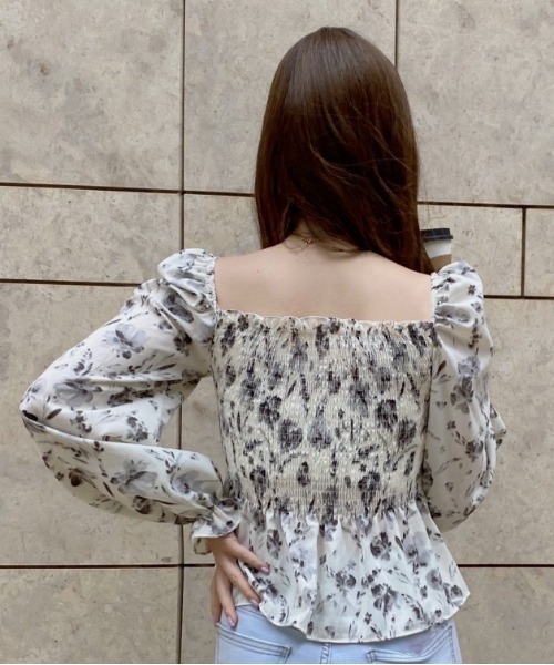 chuu(チュー)の「SONYUNARA 水墨柄シフォンブラウス(Tシャツ/カットソー・レディース・ダークグレー・FREE)」の9枚目の写真