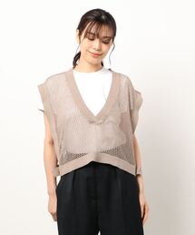 ottilie | Vネックショート丈メュシュベスト(ニット/セーター)