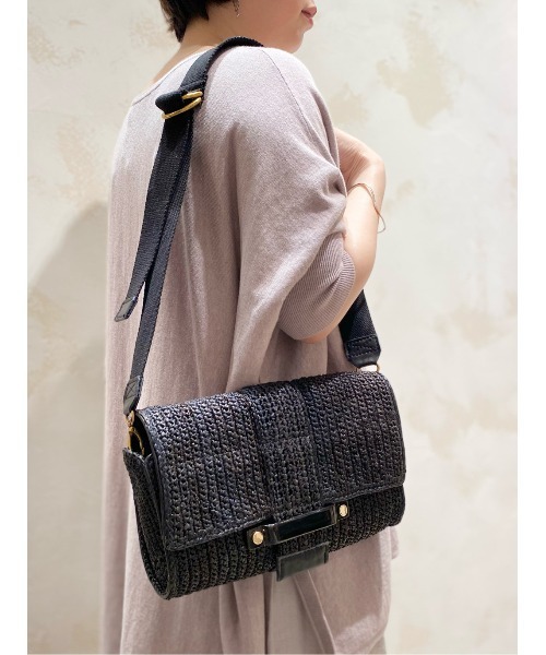 BEARDSLEY（ビアズリー）の「《a.》ラフィアバッグ（ショルダーバッグ・レディース・ブラック・FREE）」の5枚目の写真