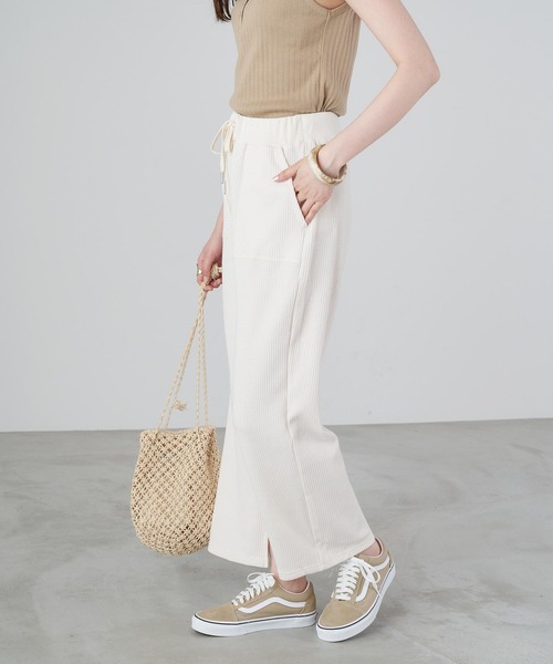 Chaco closet（チャコ クローゼット）の「ウエストリブスリットパンツ（その他パンツ・レディース・ネイビー/グレー/カーキ/アイボリー・FREE）」の11枚目の写真