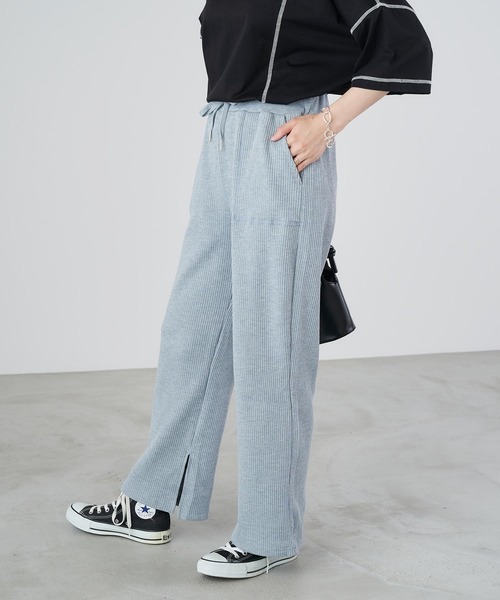 Chaco closet（チャコ クローゼット）の「ウエストリブスリットパンツ（その他パンツ・レディース・ネイビー/グレー/カーキ/アイボリー・FREE）」の15枚目の写真