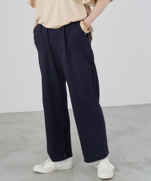 Chaco closet（チャコ クローゼット）の「ウエストリブスリットパンツ（その他パンツ・レディース・ネイビー/グレー/カーキ/アイボリー・FREE）」の7枚目の写真