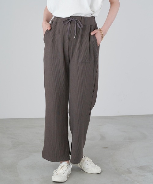 Chaco closet（チャコ クローゼット）の「ウエストリブスリットパンツ（その他パンツ・レディース・ネイビー/グレー/カーキ/アイボリー・FREE）」の6枚目の写真