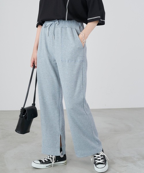 Chaco closet（チャコ クローゼット）の「ウエストリブスリットパンツ（その他パンツ・レディース・ネイビー/グレー/カーキ/アイボリー・FREE）」の9枚目の写真