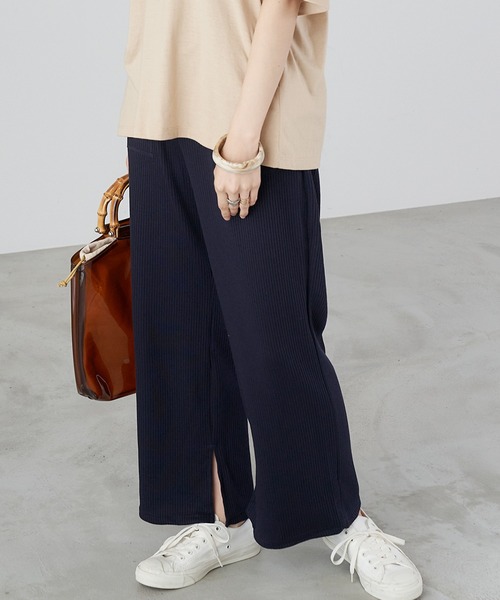 Chaco closet（チャコ クローゼット）の「ウエストリブスリットパンツ（その他パンツ・レディース・ネイビー/グレー/カーキ/アイボリー・FREE）」の10枚目の写真