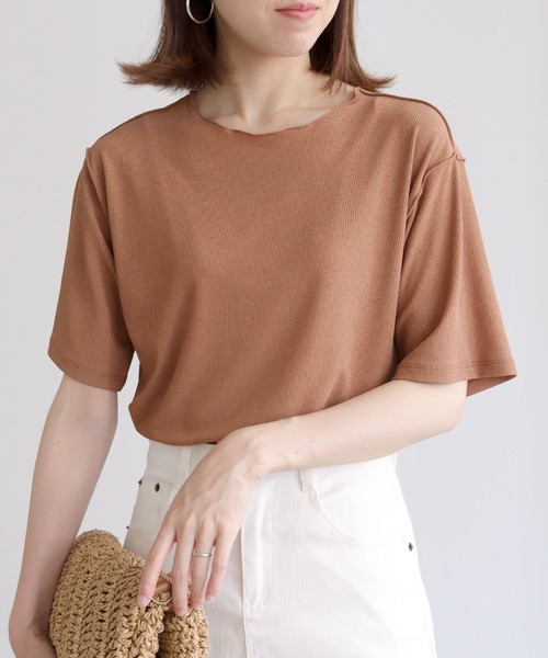 HER CLOSET（ハークローゼット）の「【HERCLOSET】シアーテレコプルオーバー（Tシャツ/カットソー・レディース・ブラック/ライトブラウン/ブラウン/ライトベージュ・M）」の2枚目の写真