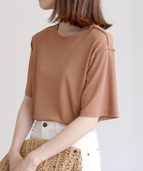 HER CLOSET（ハークローゼット）の「【HERCLOSET】シアーテレコプルオーバー（Tシャツ/カットソー・レディース・ブラック/ライトブラウン/ブラウン/ライトベージュ・M）」の6枚目の写真