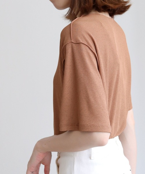 HER CLOSET（ハークローゼット）の「【HERCLOSET】シアーテレコプルオーバー（Tシャツ/カットソー・レディース・ブラック/ライトブラウン/ブラウン/ライトベージュ・M）」の16枚目の写真