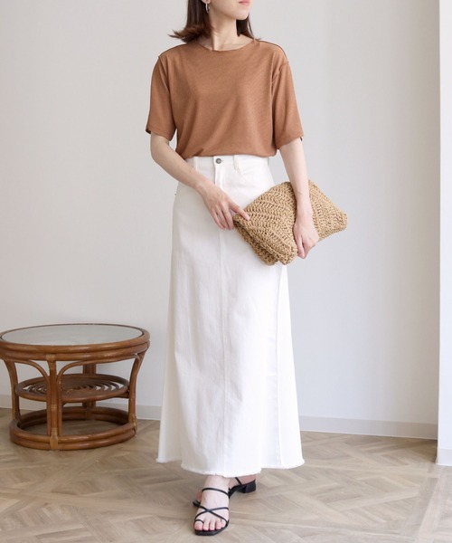 HER CLOSET（ハークローゼット）の「【HERCLOSET】シアーテレコプルオーバー（Tシャツ/カットソー・レディース・ブラック/ライトブラウン/ブラウン/ライトベージュ・M）」の9枚目の写真