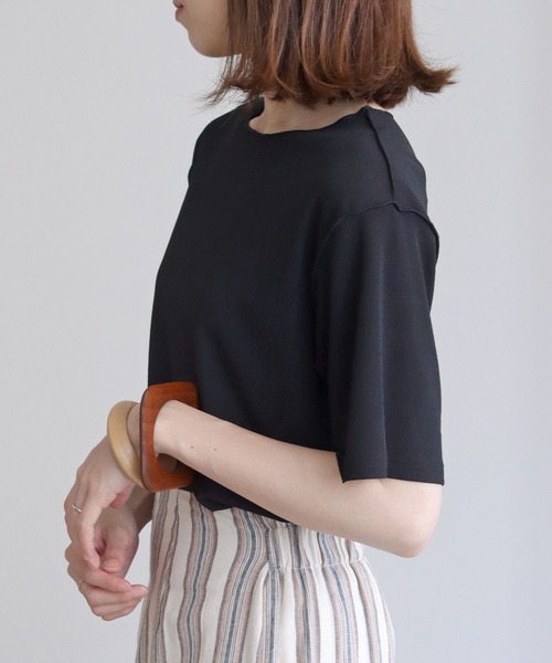 HER CLOSET（ハークローゼット）の「【HERCLOSET】シアーテレコプルオーバー（Tシャツ/カットソー・レディース・ブラック/ライトブラウン/ブラウン/ライトベージュ・M）」の15枚目の写真