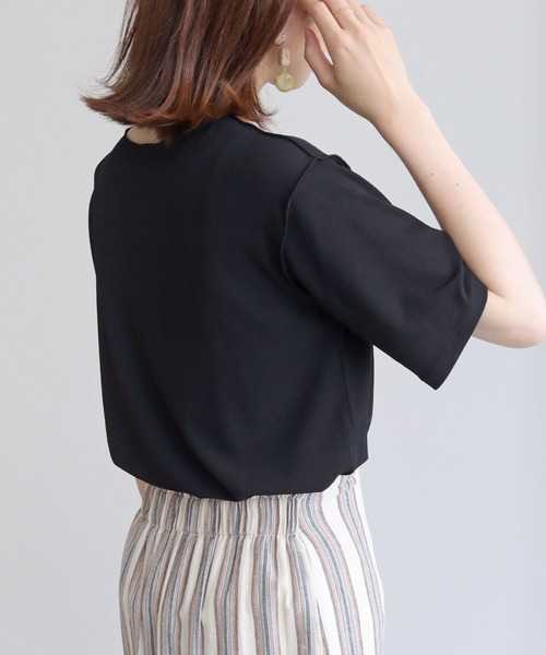 HER CLOSET（ハークローゼット）の「【HERCLOSET】シアーテレコプルオーバー（Tシャツ/カットソー・レディース・ブラック/ライトブラウン/ブラウン/ライトベージュ・M）」の5枚目の写真