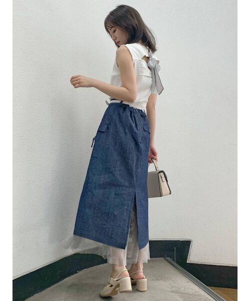 dazzlin（ダズリン）の「バックリボンノースリトップス（Tシャツ/カットソー・レディース・ブラック/グレー/オフホワイト/モカ・FREE）」の10枚目の写真